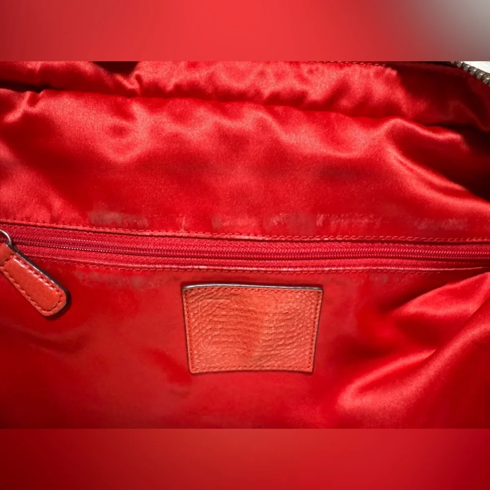 Coach Signature Canvas Tote w/ Red Coral Leather Trim – F23297 - Picture 15 of 16